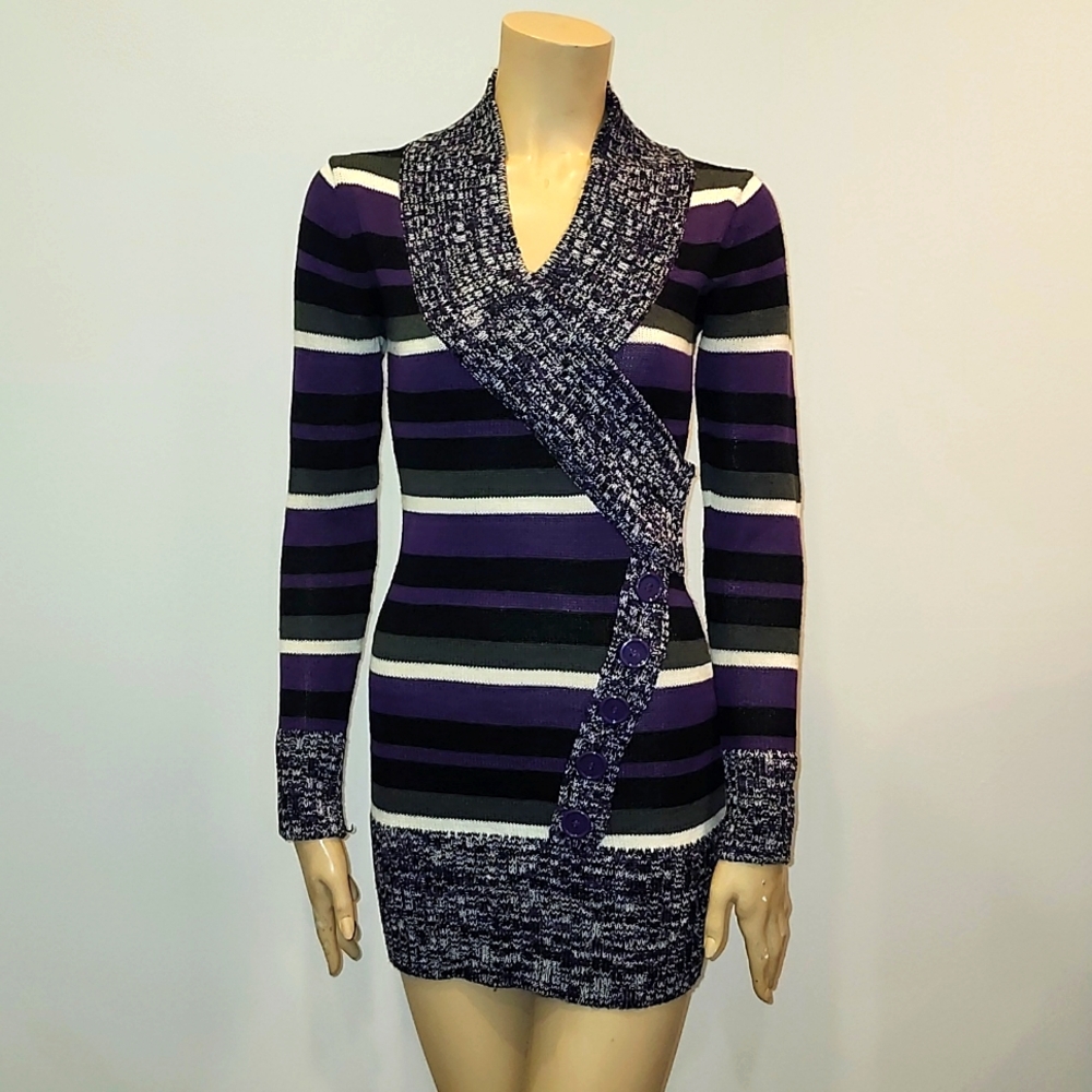 RED PAINT striped mini sweater dress size small